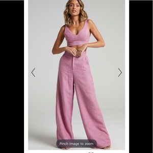 NWT Showpo ADELAIDE TWO PIECE WIDE LEG SET IN PINK